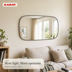 Wall Mirror | Alina | Modern Wall Mirror with Grey Aluminum Frame | 55 × 90 cm