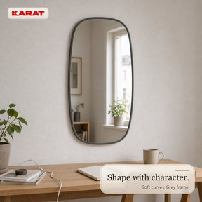 Wall Mirror | Alina | Modern Wall Mirror with Grey Aluminum Frame | 55 × 90 cm