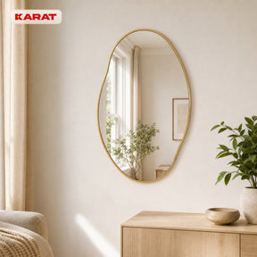 Wall Mirror | Lena | Organic Wall Mirror with Champagne Aluminum Frame | 60 × 90 cm