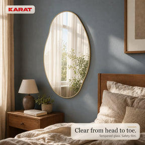 Wall Mirror | Lena | Organic Wall Mirror with Champagne Aluminum Frame | 60 × 90 cm