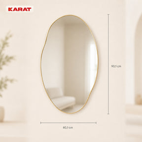 Wall Mirror | Lena | Organic Wall Mirror with Champagne Aluminum Frame | 60 × 90 cm