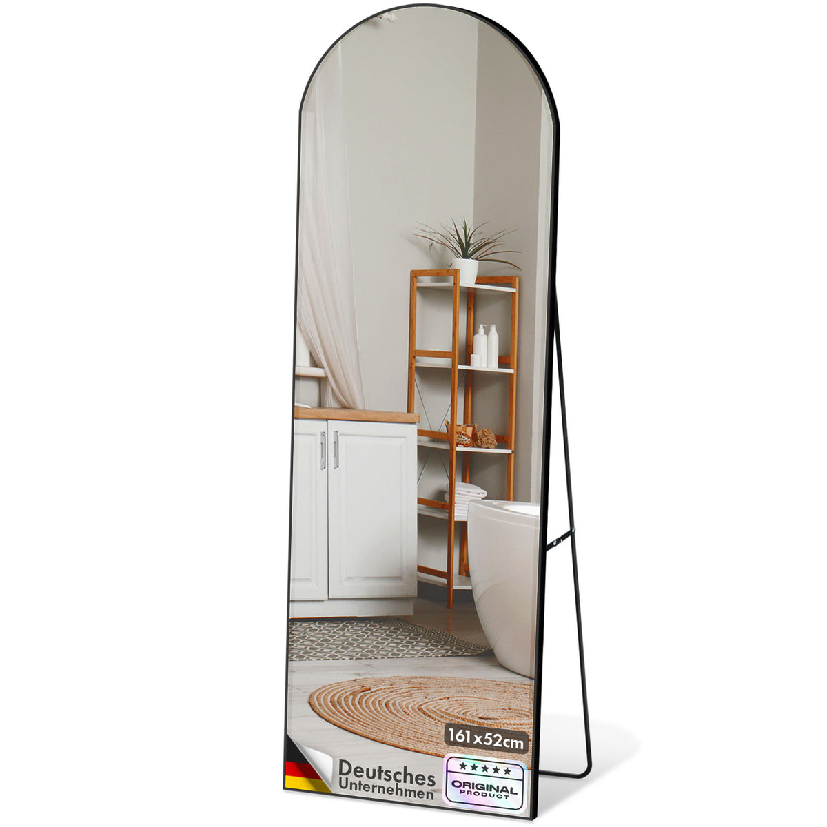 Full-length mirror | Madison | Black curved aluminium frame | Free-standing & wall-mounted