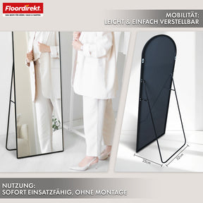 Full-length mirror | Madison | Black curved aluminium frame | Free-standing & wall-mounted