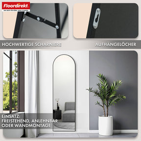 Full-length mirror | Madison | Black curved aluminium frame | Free-standing & wall-mounted
