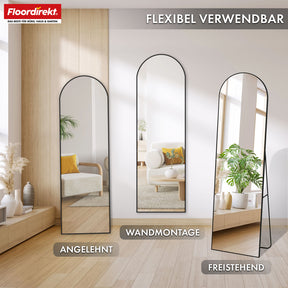 Full-length mirror | Madison | Black curved aluminium frame | Free-standing & wall-mounted