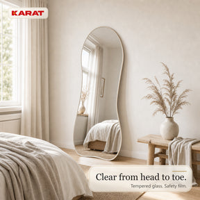Full Length Mirror | Mila | Organic Wall Mirror with Cream White Aluminum Frame | 65 × 150 cm