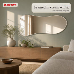 Full Length Mirror | Mila | Organic Wall Mirror with Cream White Aluminum Frame | 65 × 150 cm