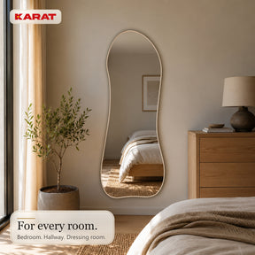 Full Length Mirror | Mila | Organic Wall Mirror with Cream White Aluminum Frame | 65 × 150 cm