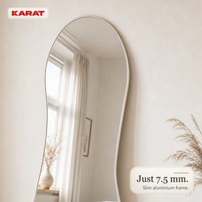 Full Length Mirror | Mila | Organic Wall Mirror with Cream White Aluminum Frame | 65 × 150 cm
