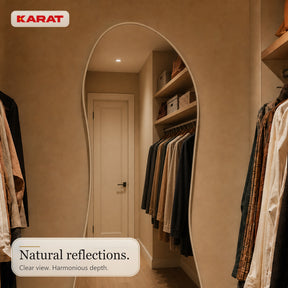 Full Length Mirror | Mila | Organic Wall Mirror with Cream White Aluminum Frame | 65 × 150 cm