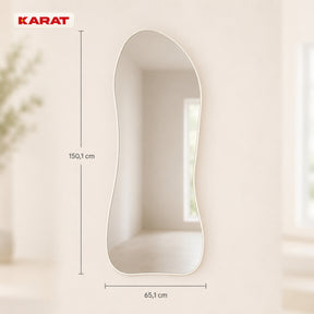 Full Length Mirror | Mila | Organic Wall Mirror with Cream White Aluminum Frame | 65 × 150 cm