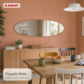 Full Length Mirror | Nina | Organic Wall Mirror with Wood-Effect Aluminum Frame | 60 × 150 cm