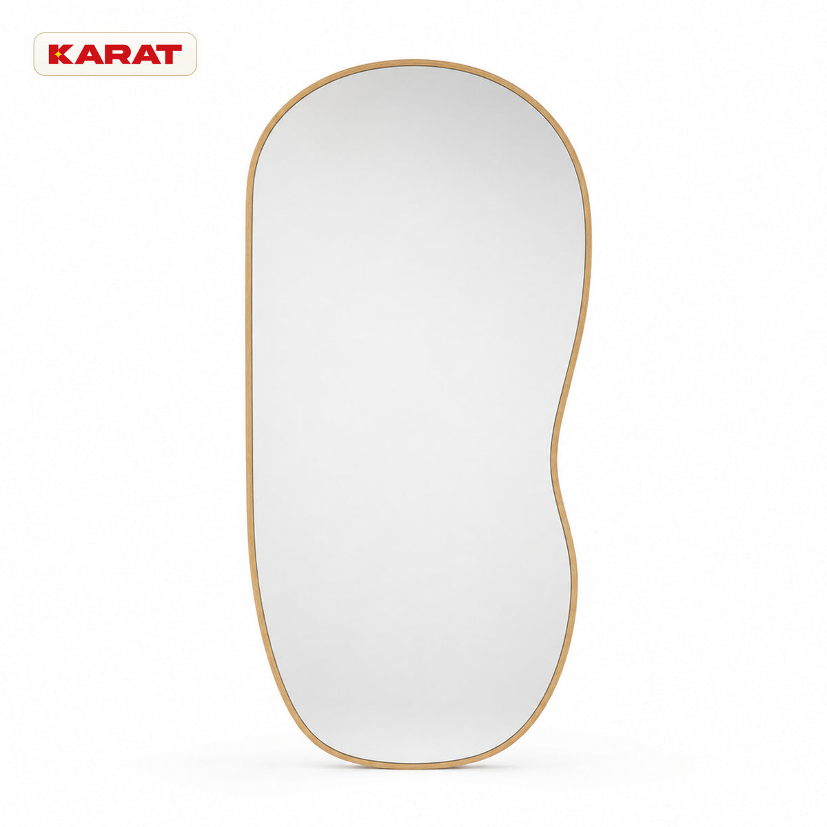 Wall Mirror | Serena | Organic Full-Length Mirror with Wood-Look Aluminum Frame | 60 × 120 cm