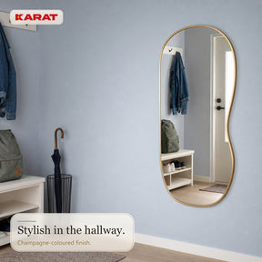 Wall Mirror | Serena | Organic Full-Length Mirror with Wood-Look Aluminum Frame | 60 × 120 cm