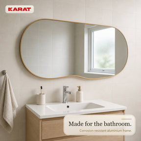 Wall Mirror | Serena | Organic Full-Length Mirror with Wood-Look Aluminum Frame | 60 × 120 cm