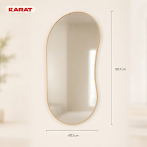 Wall Mirror | Serena | Organic Full-Length Mirror with Wood-Look Aluminum Frame | 60 × 120 cm