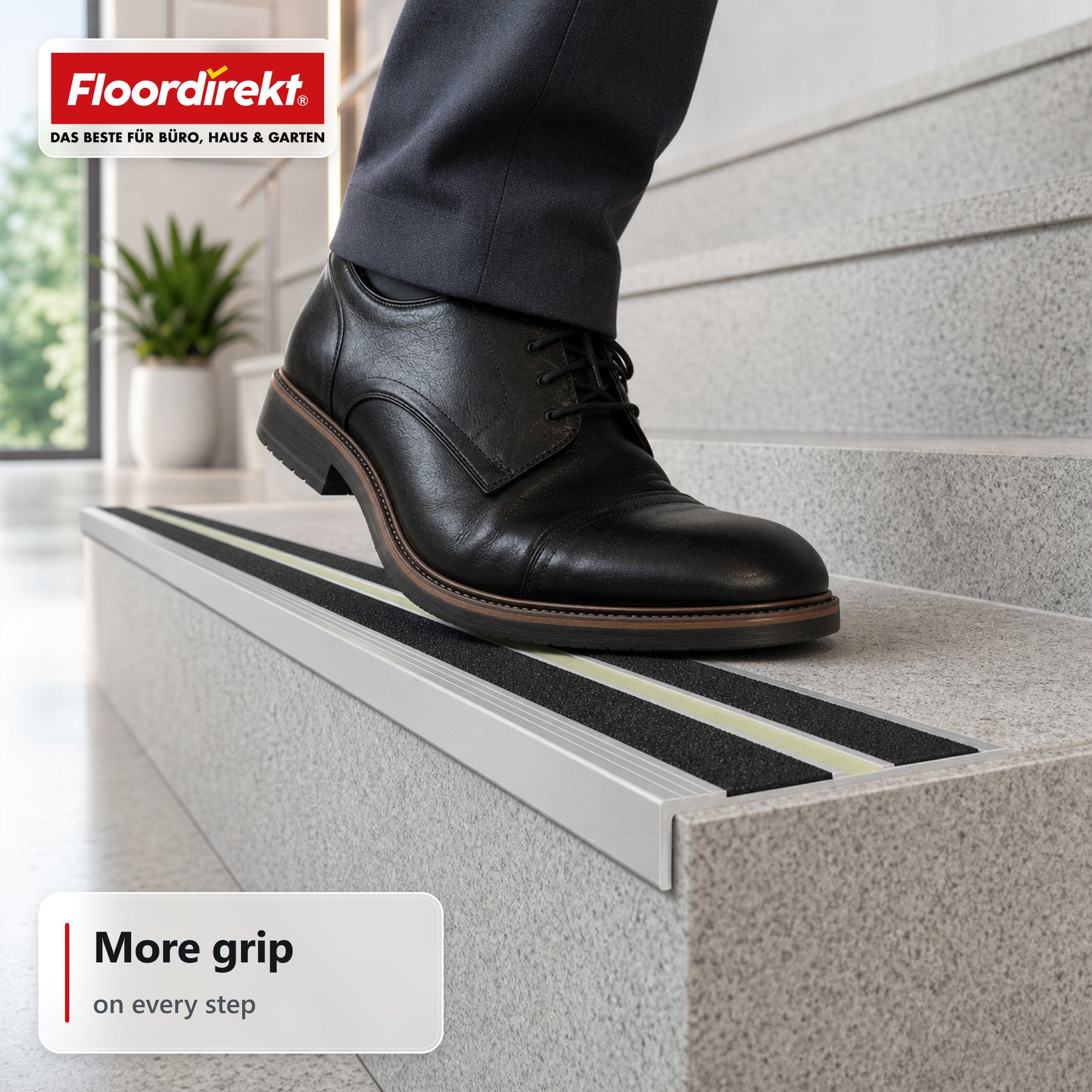 Stair Nosing Profile | Aura | Aluminium Anti-Slip Profile with Glow-in-the-Dark Strip