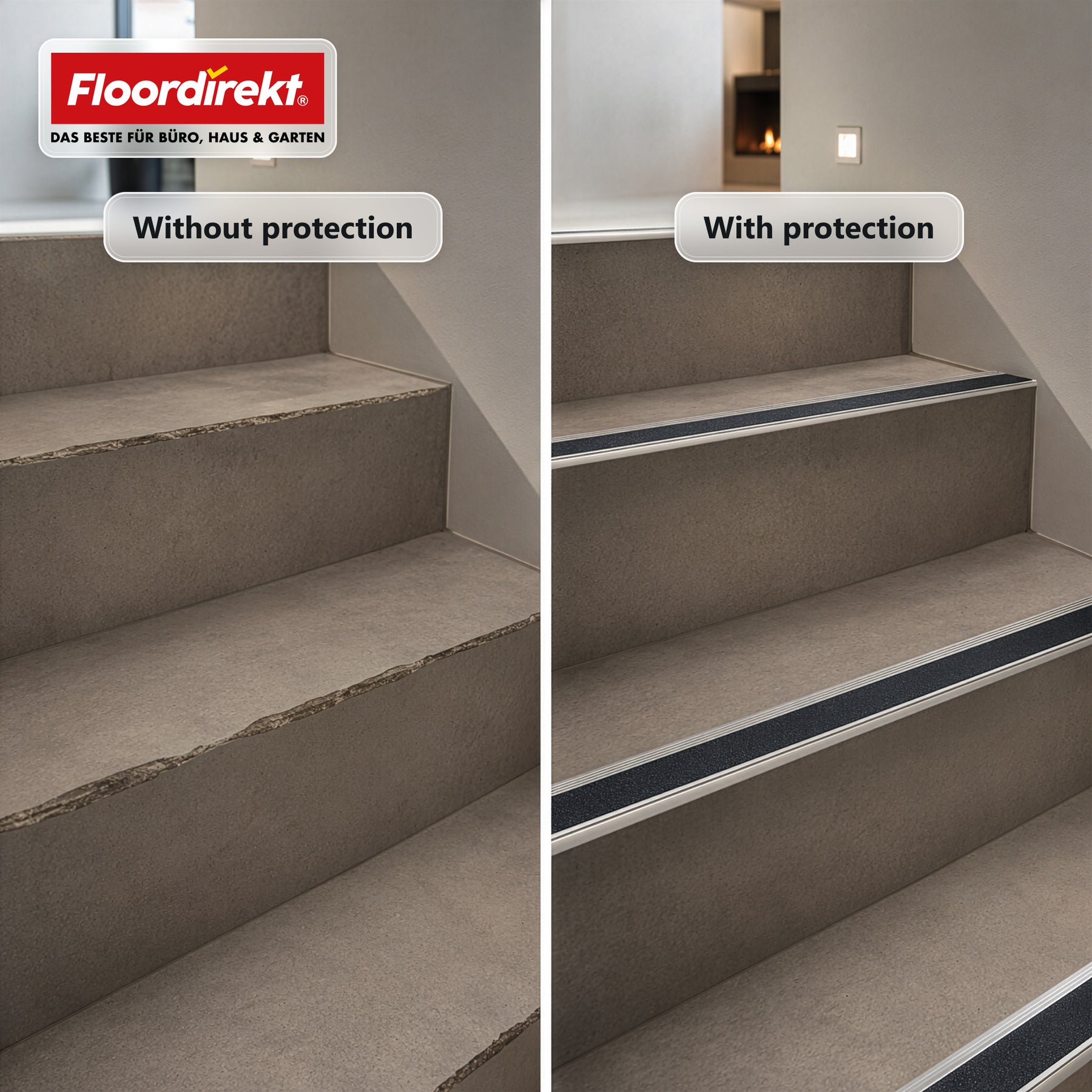 Stair Edge Profile | Tech | Aluminium Anti-Slip Profile with Slip-Resistant Insert
