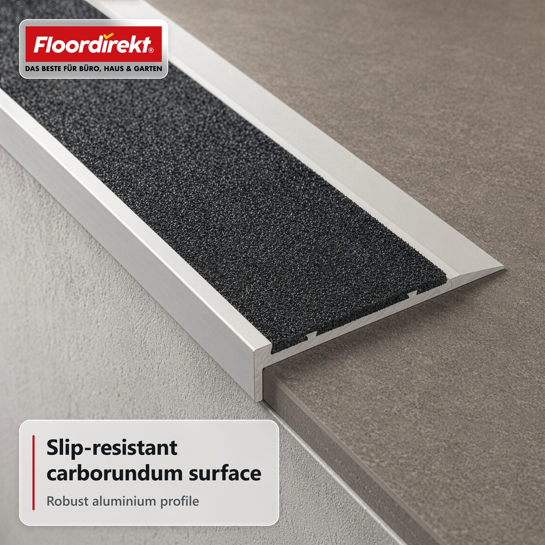 Stair Edge Profile | Tech | Aluminium Anti-Slip Profile with Slip-Resistant Insert