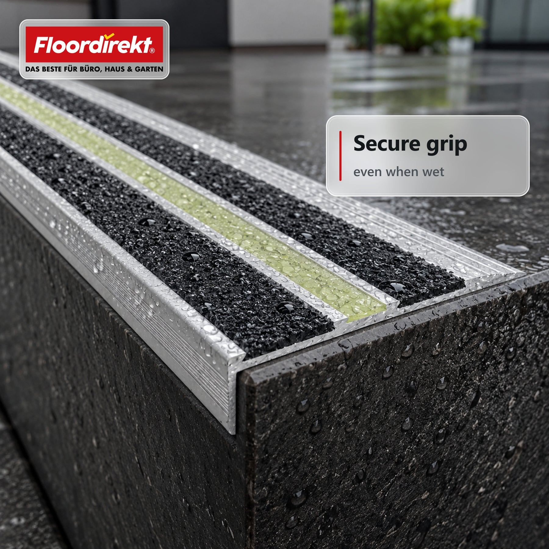 Stair Nosing Profile | Aura | Aluminium Anti-Slip Profile with Glow-in-the-Dark Strip