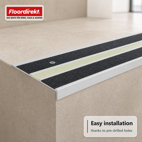 Stair Nosing Profile | Aura | Aluminium Anti-Slip Profile with Glow-in-the-Dark Strip