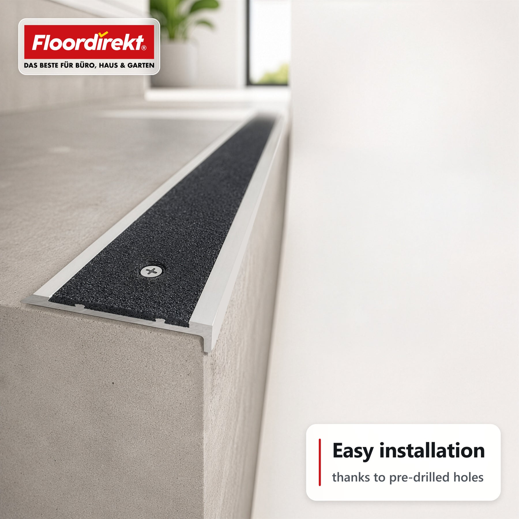 Stair Edge Profile | Tech | Aluminium Anti-Slip Profile with Slip-Resistant Insert