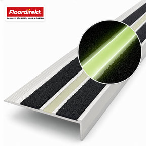 Stair Nosing Profile | Aura | Aluminium Anti-Slip Profile with Glow-in-the-Dark Strip