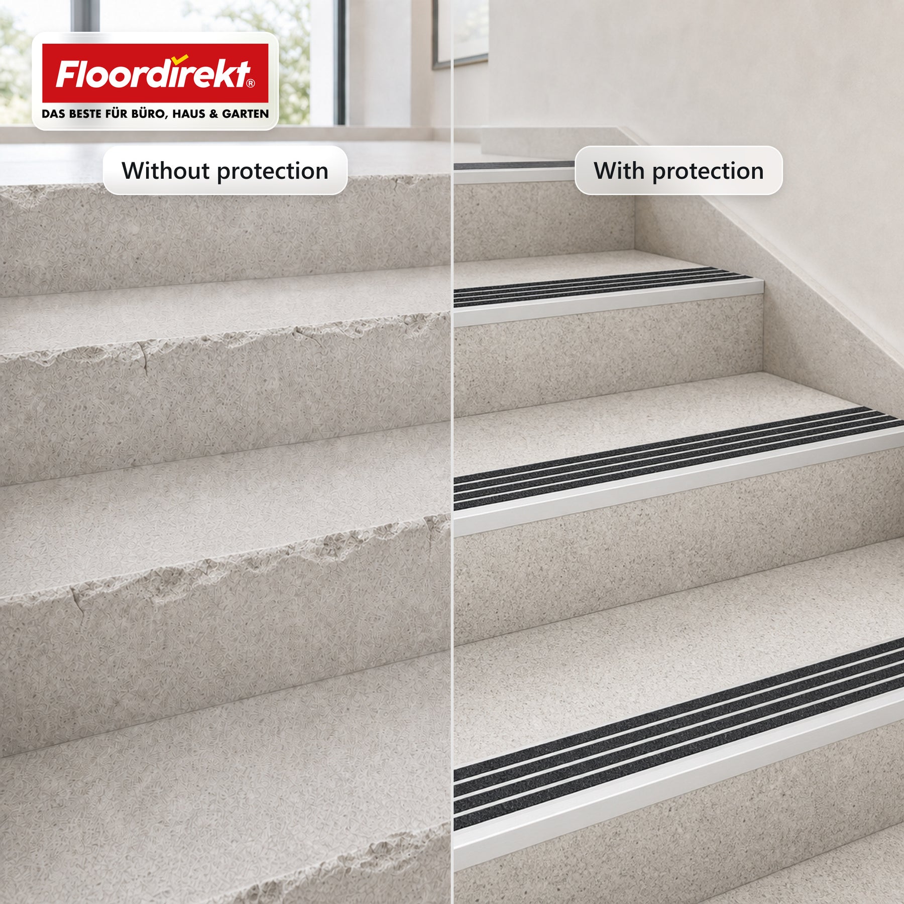 Stair Nosing Profile | Solid | Aluminium Anti-Slip Profile with Aluminium Oxide Insert
