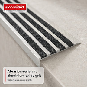 Stair Nosing Profile | Solid | Aluminium Anti-Slip Profile with Aluminium Oxide Insert