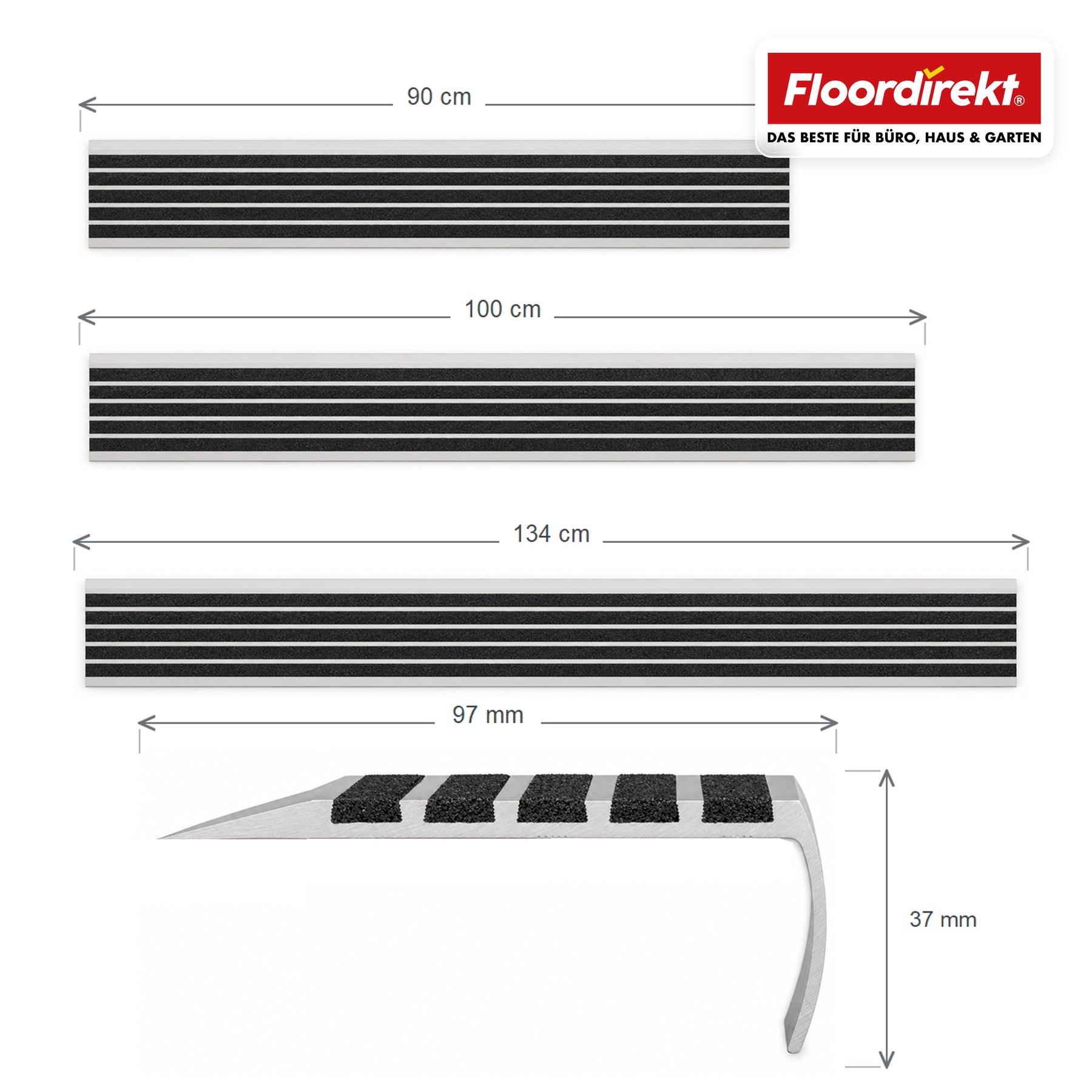 Stair Nosing Profile | Titan | Aluminum Anti-Slip Profile with Slip-Resistant Insert