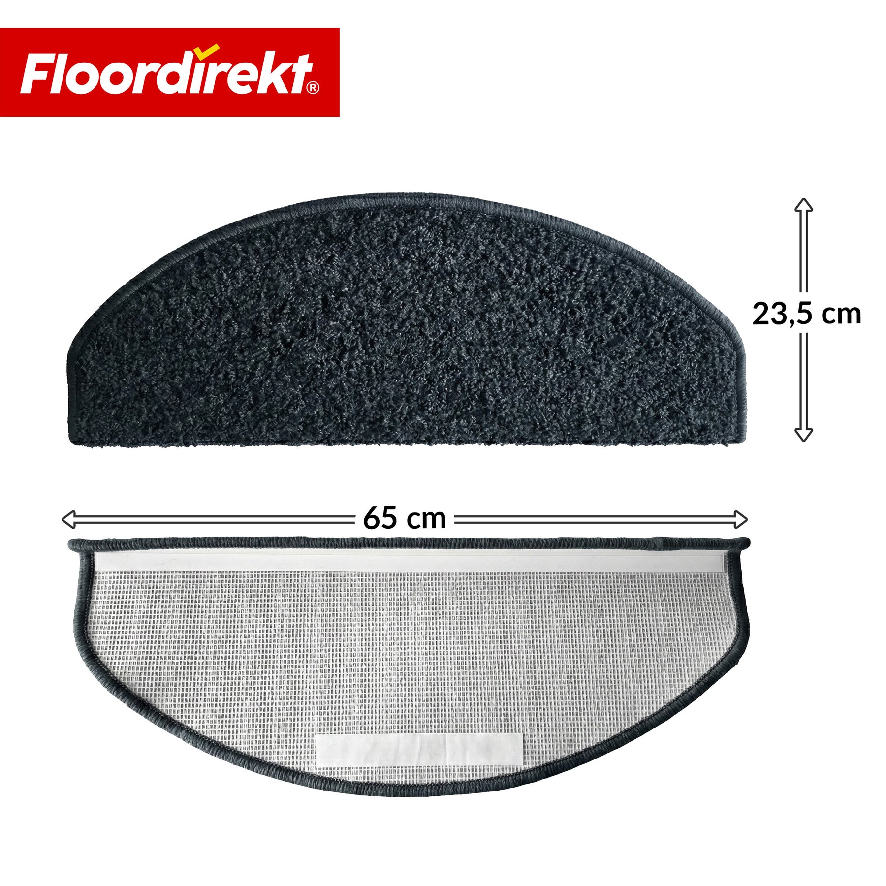 Stair Treads | Madrid | Half-Round Shaggy Stair Mat, Self-Adhesive & Sound-Absorbing