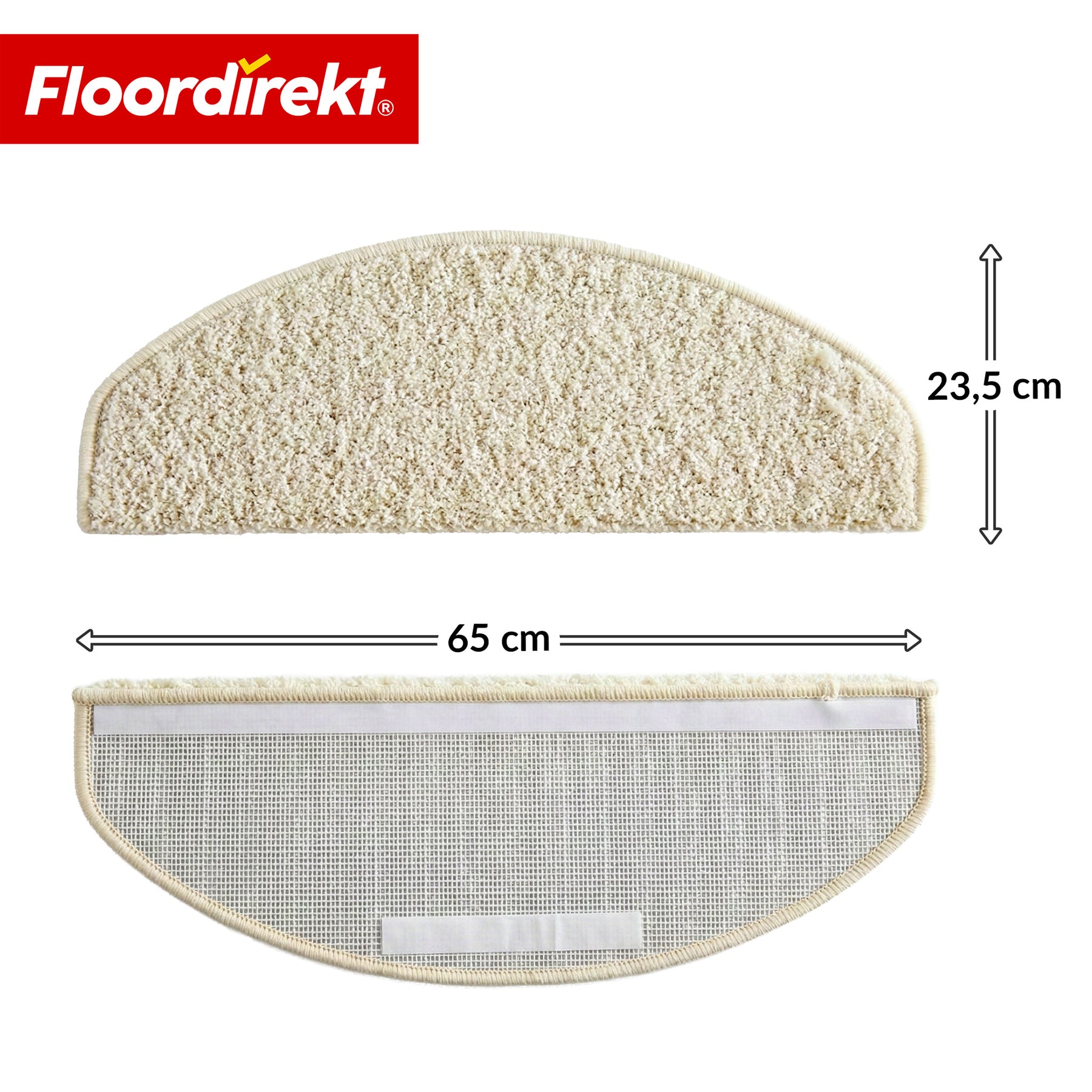 Stair Treads | Madrid | Half-Round Shaggy Stair Mat, Self-Adhesive & Sound-Absorbing