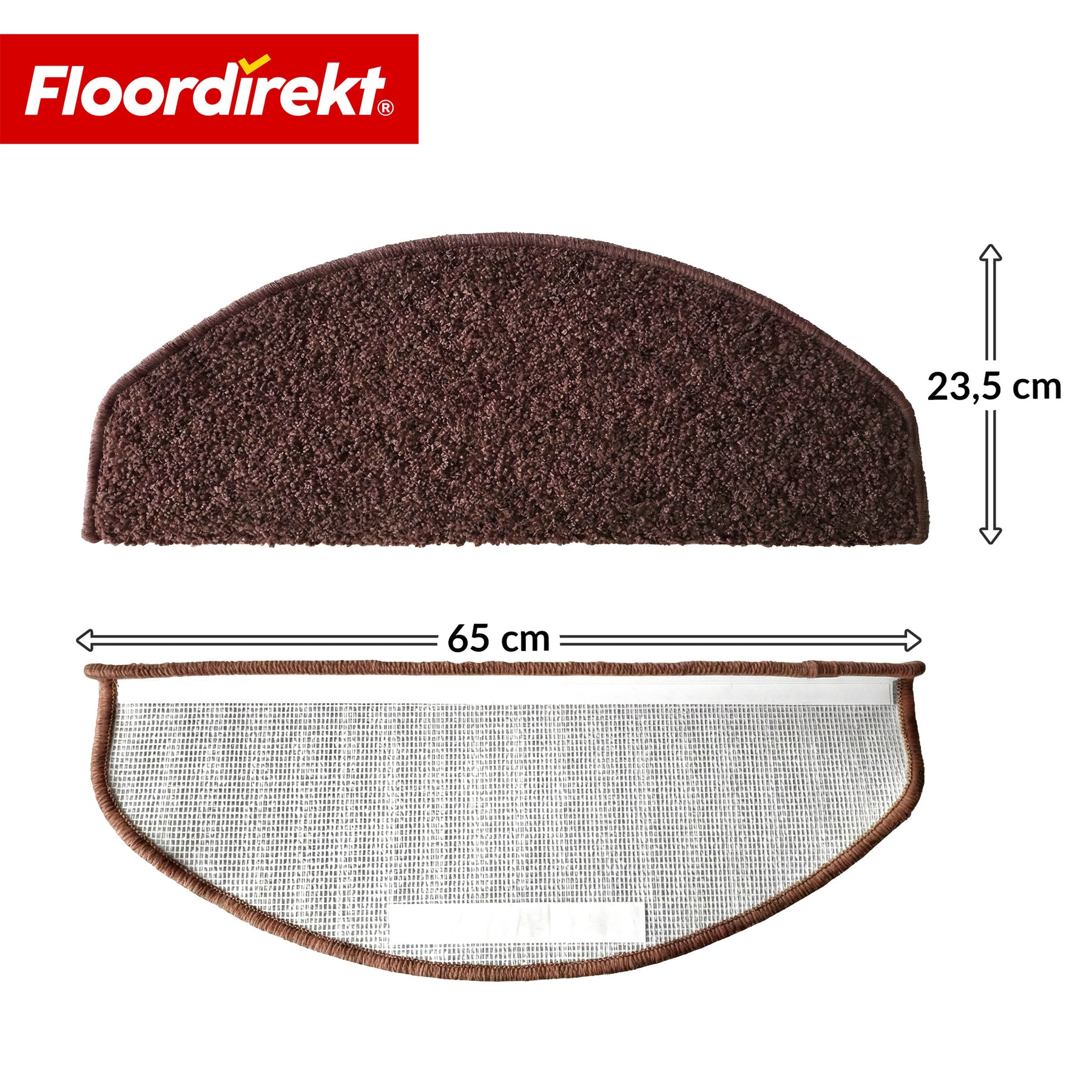 Stair Treads | Madrid | Half-Round Shaggy Stair Mat, Self-Adhesive & Sound-Absorbing
