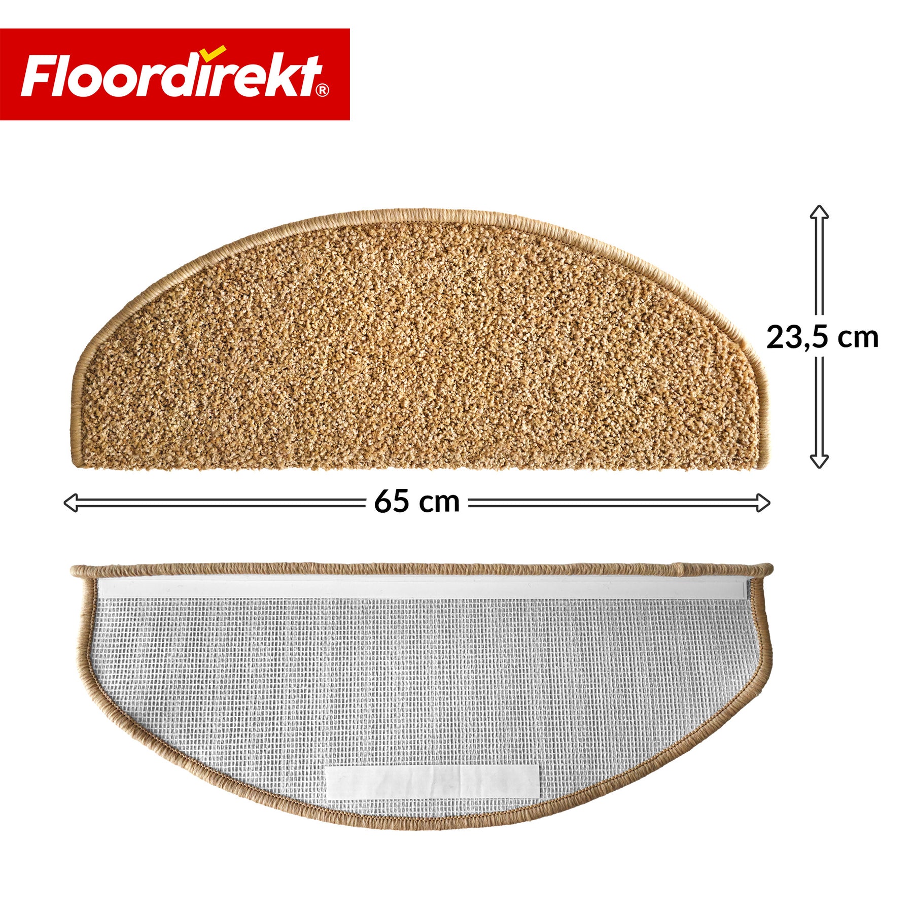 Stair Treads | Madrid | Half-Round Shaggy Stair Mat, Self-Adhesive & Sound-Absorbing