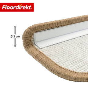 Stair Treads | Madrid | Half-Round Shaggy Stair Mat, Self-Adhesive & Sound-Absorbing