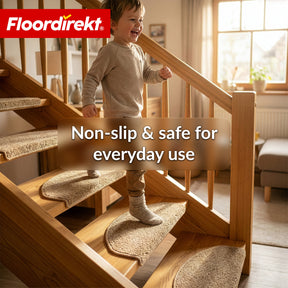 Stair Treads | Madrid | Half-Round Shaggy Stair Mat, Self-Adhesive & Sound-Absorbing