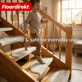 Stair Treads | Madrid | Half-Round Shaggy Stair Mat, Self-Adhesive & Sound-Absorbing