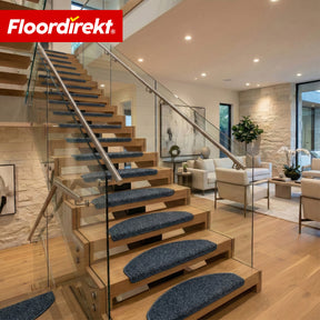 Stair Treads | Madrid | Half-Round Shaggy Stair Mat, Self-Adhesive & Sound-Absorbing