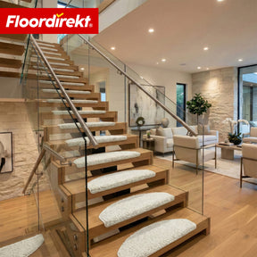 Stair Treads | Madrid | Half-Round Shaggy Stair Mat, Self-Adhesive & Sound-Absorbing