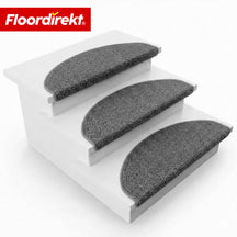 Stair Treads | Madrid | Half-Round Shaggy Stair Mat, Self-Adhesive & Sound-Absorbing