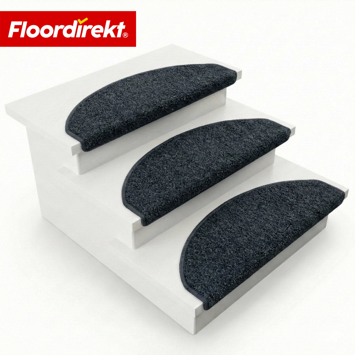 Stair Treads | Madrid | Half-Round Shaggy Stair Mat, Self-Adhesive & Sound-Absorbing