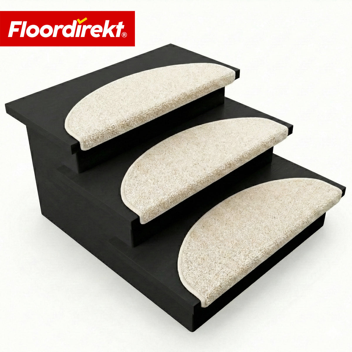 Stair Treads | Madrid | Half-Round Shaggy Stair Mat, Self-Adhesive & Sound-Absorbing