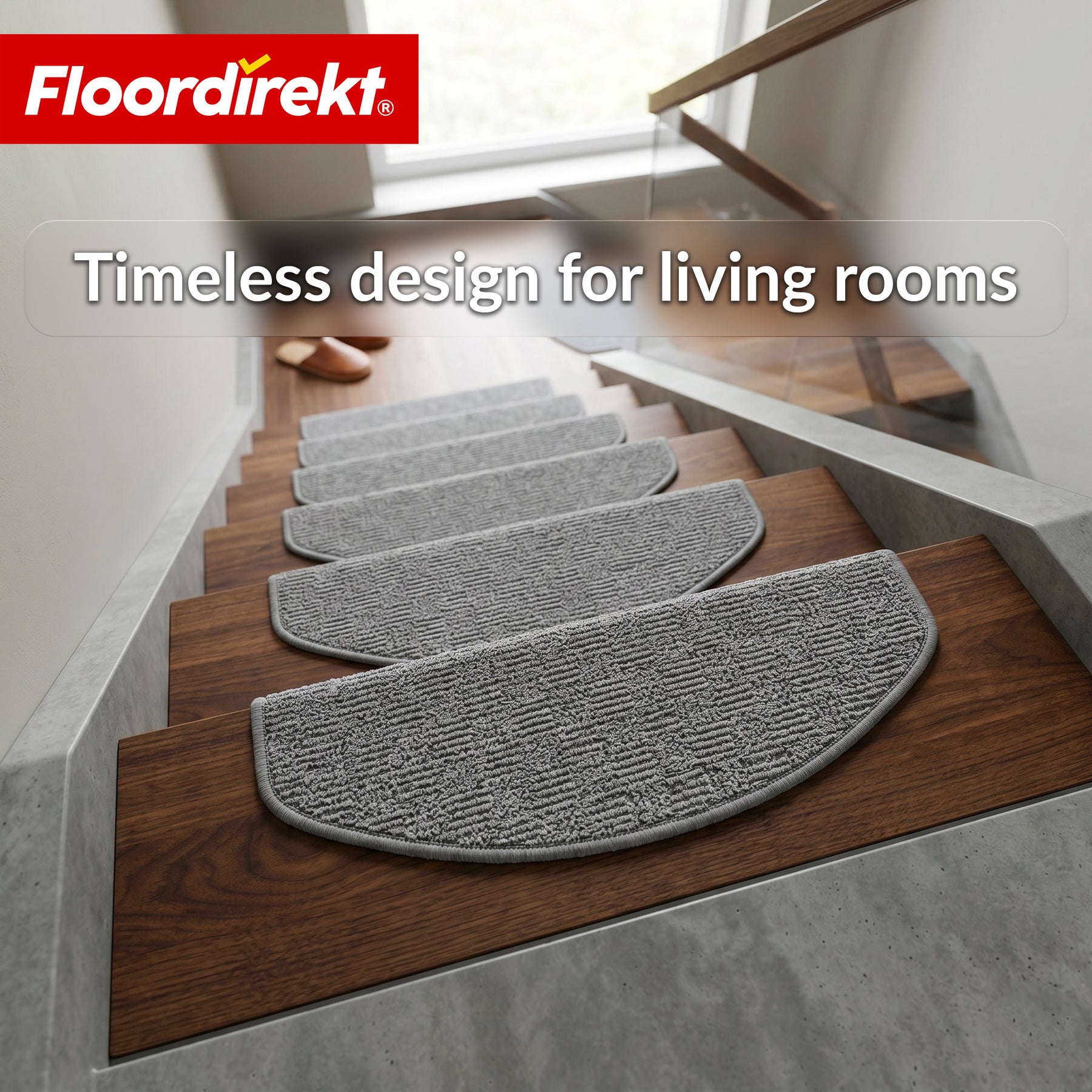 Stair Tread Mat | Monaco | Non-Slip Polypropylene Stair Mat, Durable, Noise-Reducing & Easy-Care, Semi-Circular