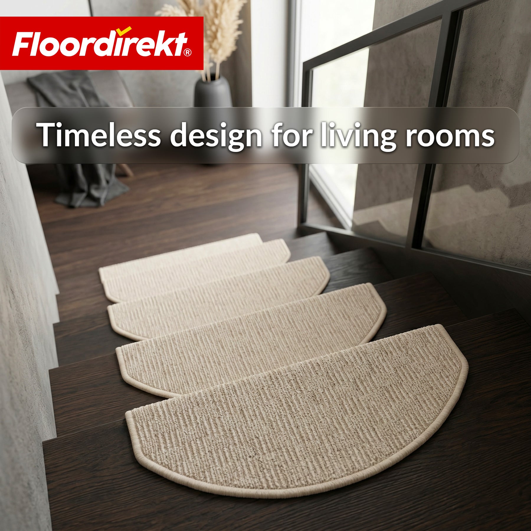 Stair Tread Mat | Monaco | Non-Slip Polypropylene Stair Mat, Durable, Noise-Reducing & Easy-Care, Semi-Circular