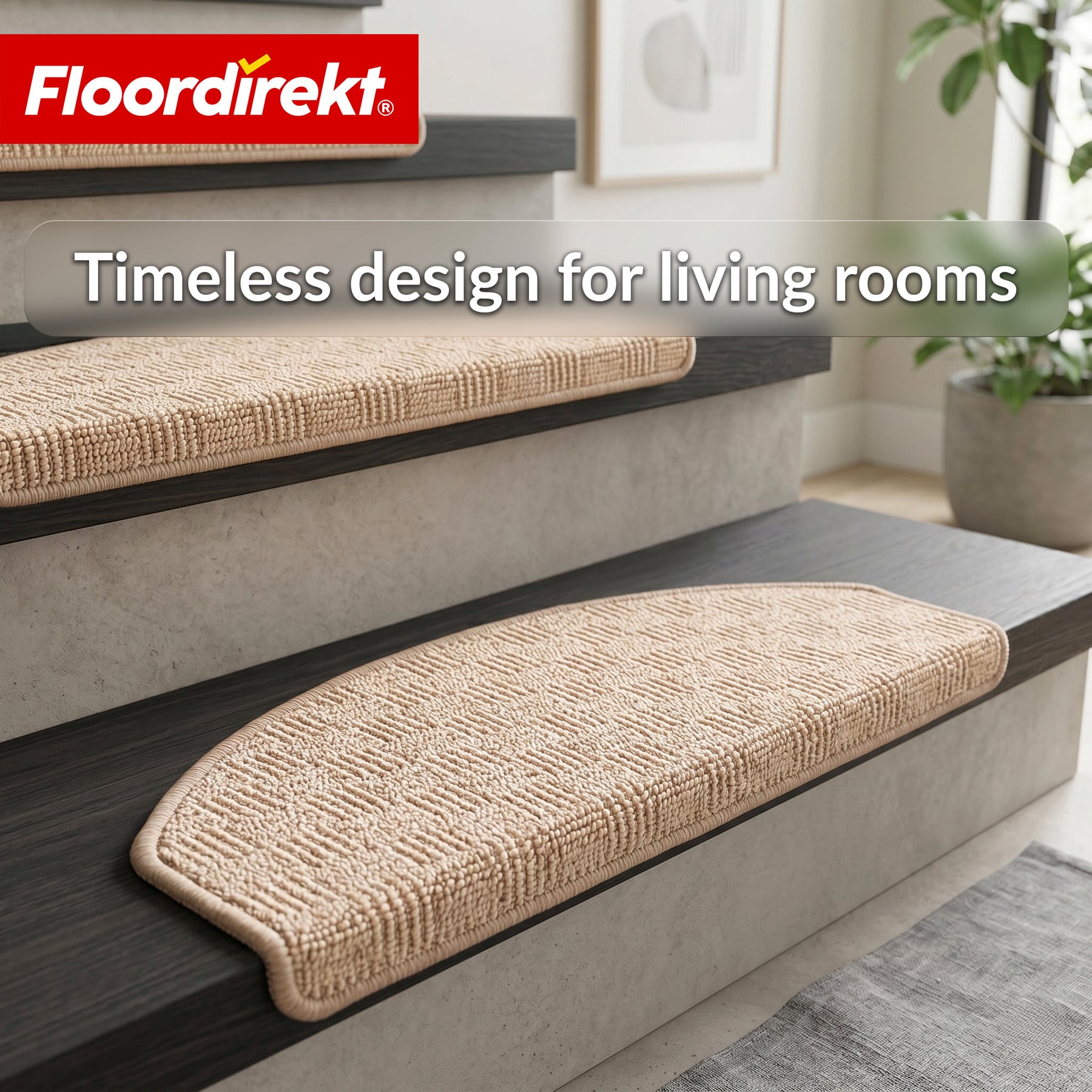 Stair Tread Mat | Monaco | Non-Slip Polypropylene Stair Mat, Durable, Noise-Reducing & Easy-Care, Semi-Circular