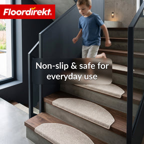Stair Tread Mat | Monaco | Non-Slip Polypropylene Stair Mat, Durable, Noise-Reducing & Easy-Care, Semi-Circular
