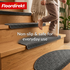 Stair Tread Mat | Monaco | Non-Slip Polypropylene Stair Mat, Durable, Noise-Reducing & Easy-Care, Semi-Circular