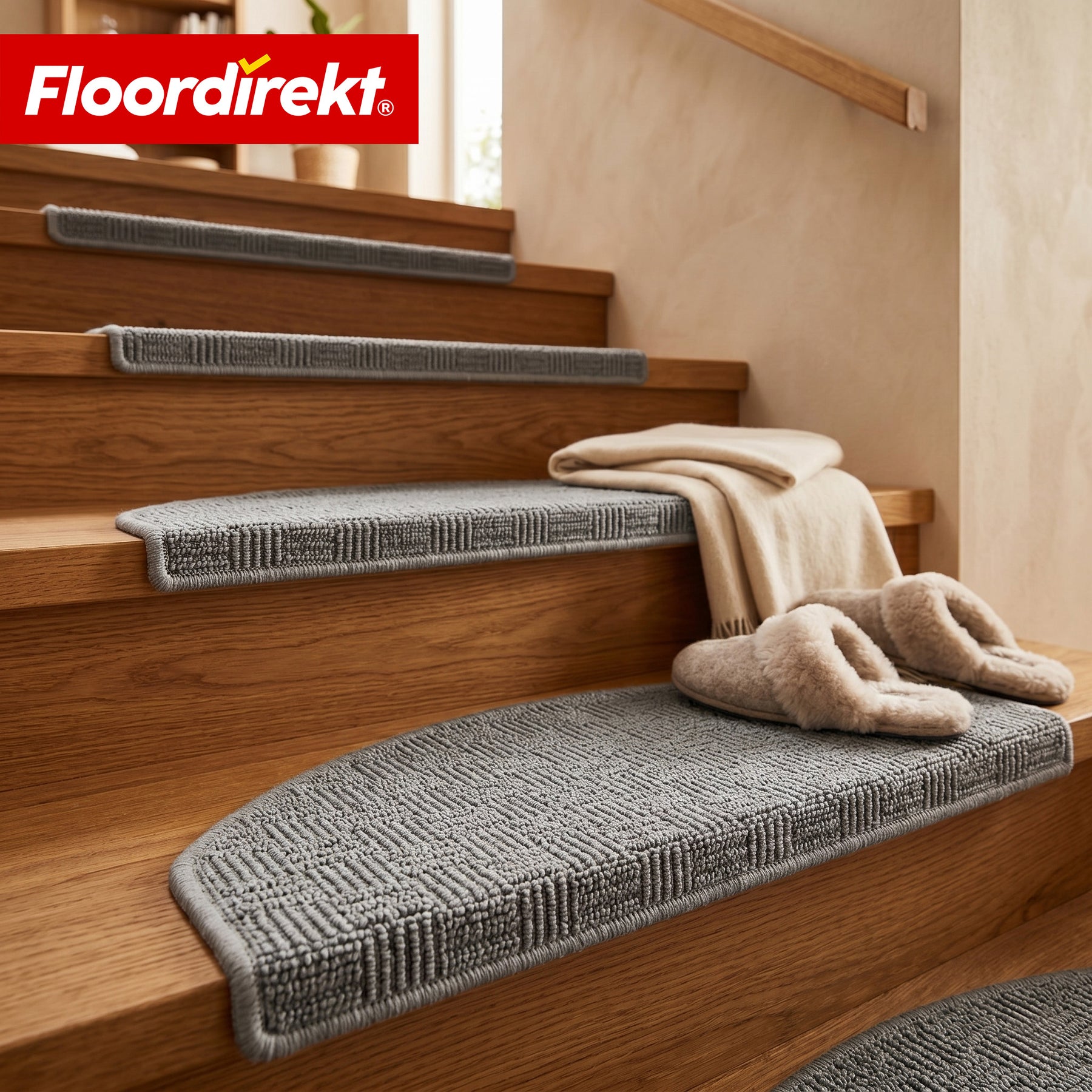Stair Tread Mat | Monaco | Non-Slip Polypropylene Stair Mat, Durable, Noise-Reducing & Easy-Care, Semi-Circular