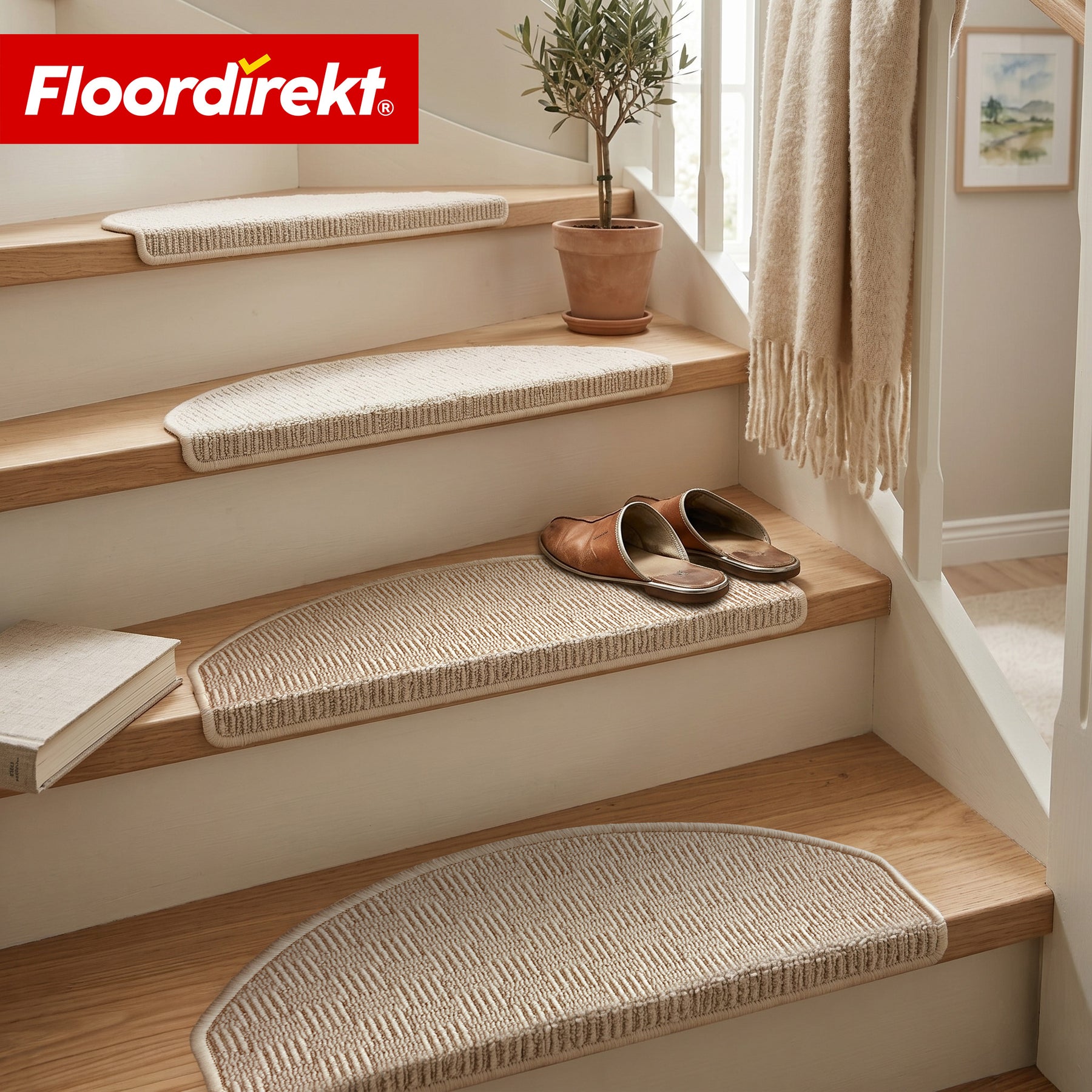 Stair Tread Mat | Monaco | Non-Slip Polypropylene Stair Mat, Durable, Noise-Reducing & Easy-Care, Semi-Circular