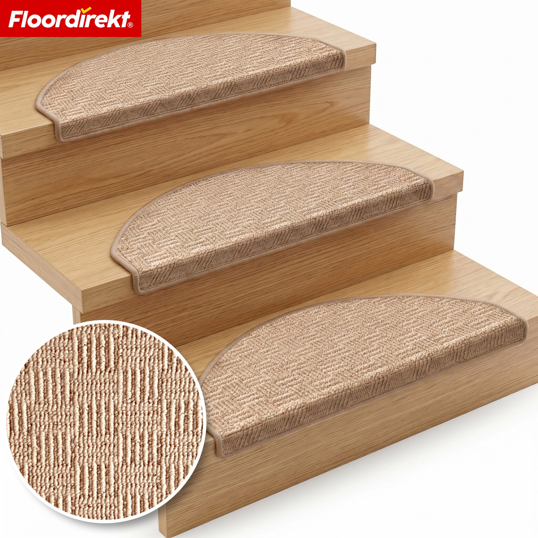 Stair Tread Mat | Monaco | Non-Slip Polypropylene Stair Mat, Durable, Noise-Reducing & Easy-Care, Semi-Circular